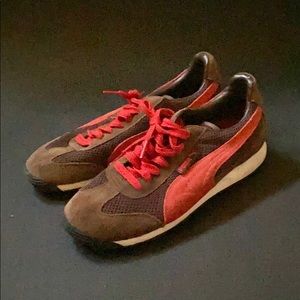 Puma brown and red retro sneakers women’s size 6.5